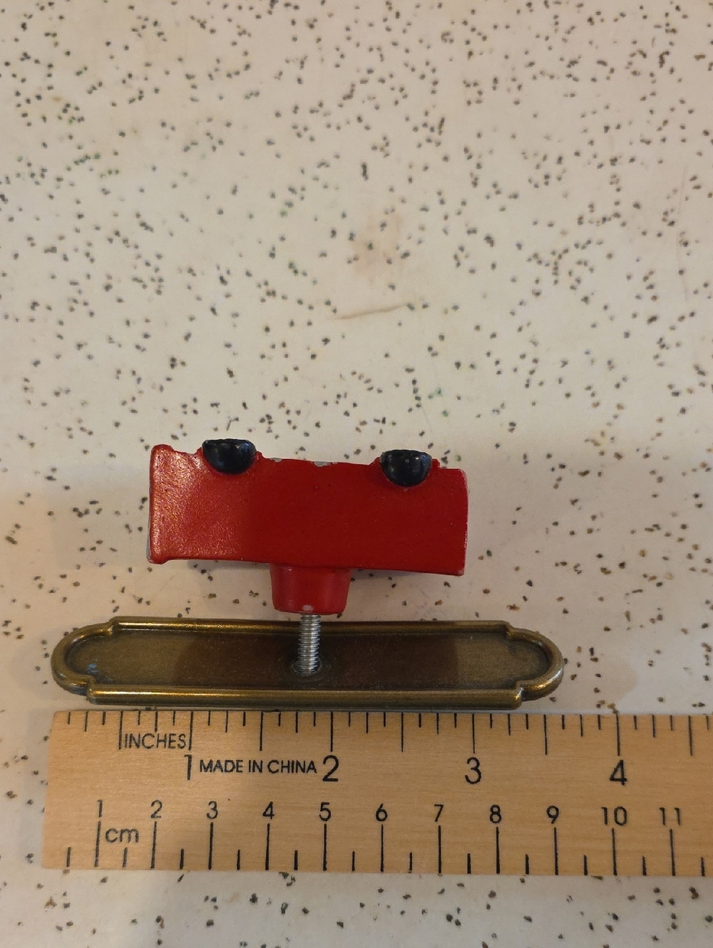 Red Fire Truck Resin Drawer Pulls With Removable Brass Plate Set of 4 - Picture 4 of 5